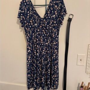 Kaileigh Navy Blue Floral Mini Dress